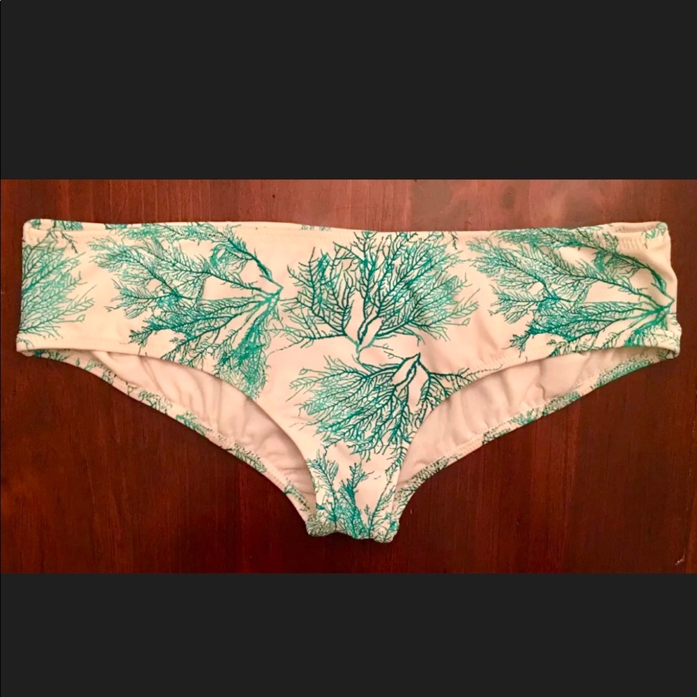 Anthropologie White Bikini Bottom Size L Blue Coral Nautical Hipster Designer